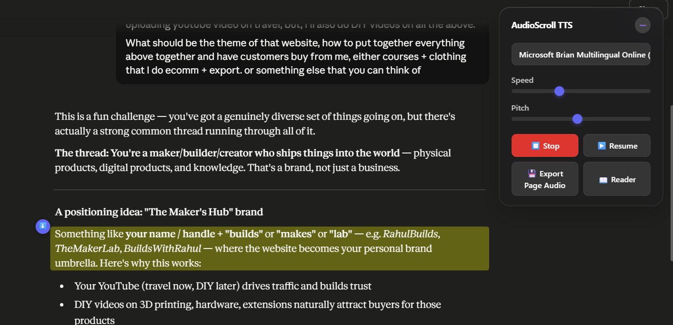 Floating Glassmorphic Reader Toolbar